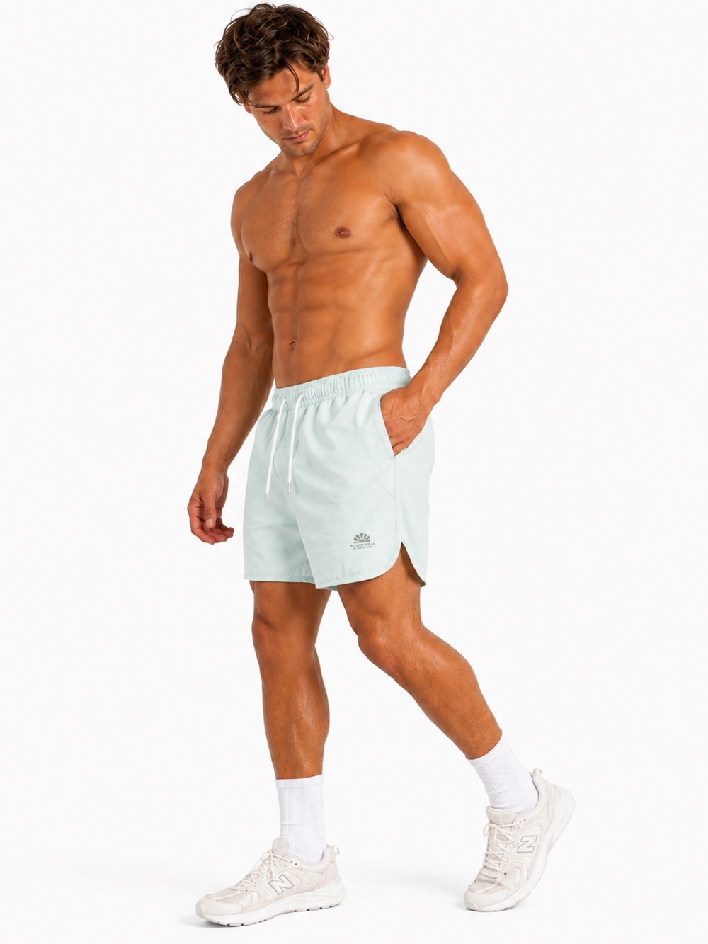 Katin x Without Walls Rover Shorts Medium Sky Blue Zipper Pockets Lined Gym Yoga